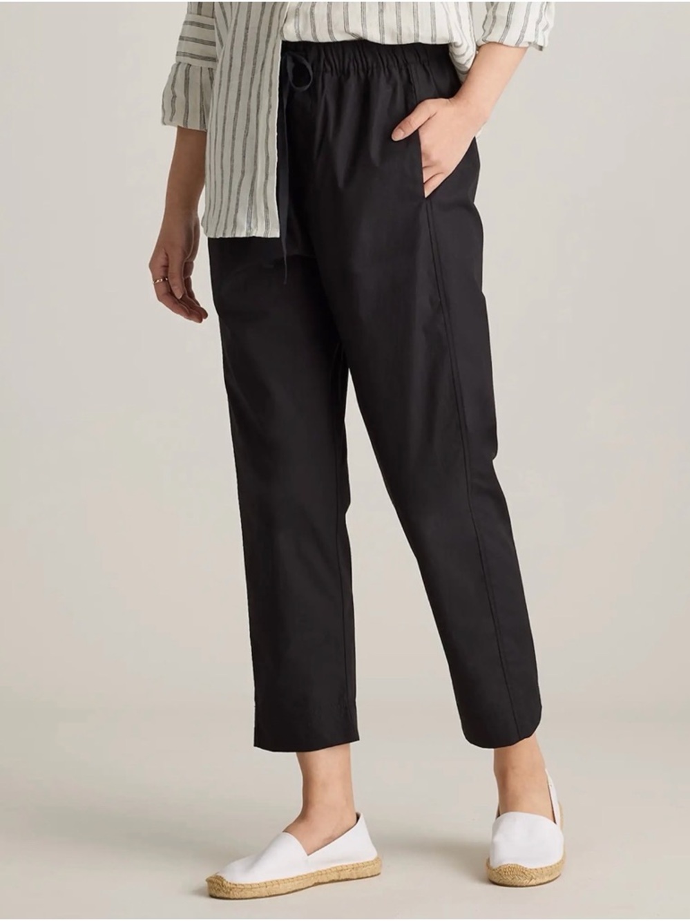 Quince 100% Organic Cotton Poplin Pull-On Pants Size Large
